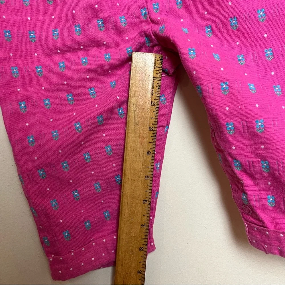 VTG 90s OshKosh Floral Overalls Bibs Bow Pink Blue Girls Size 18M USA‎ Union Tag